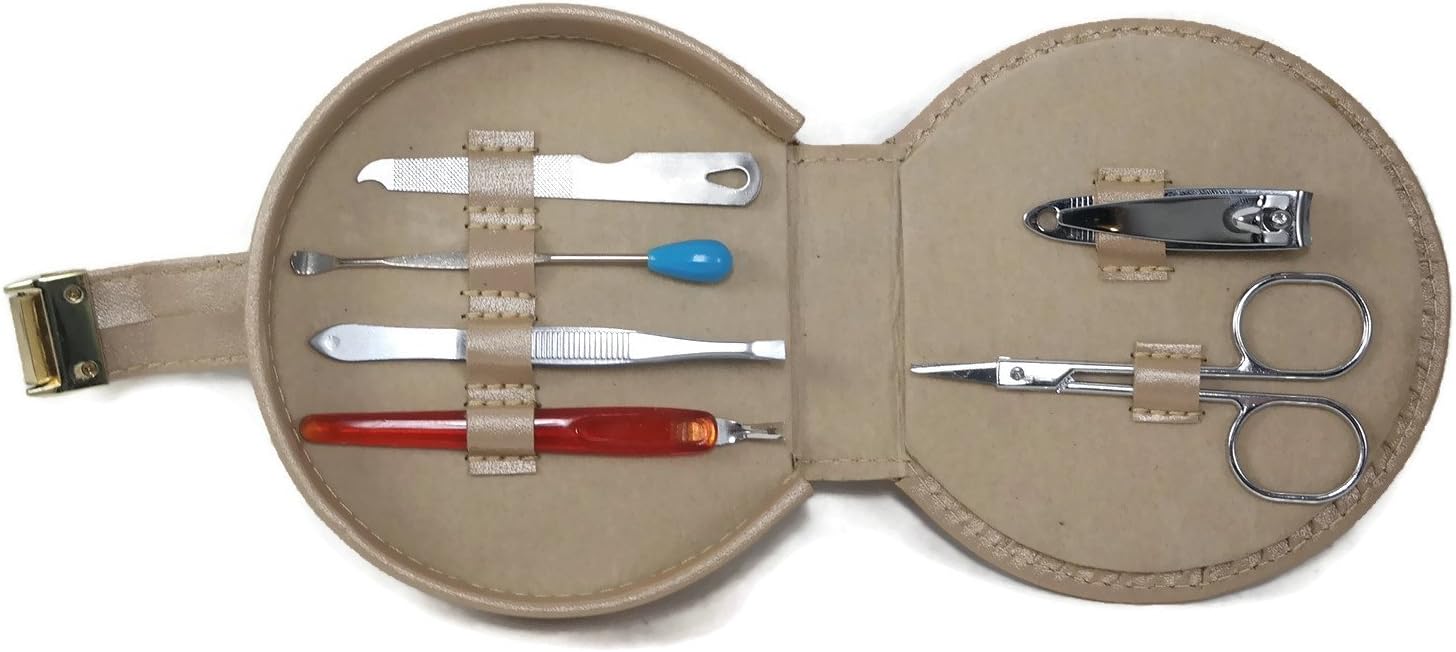 Travel Size Round Nail Tools Manicure Pedicure 6 Piece Kit Set