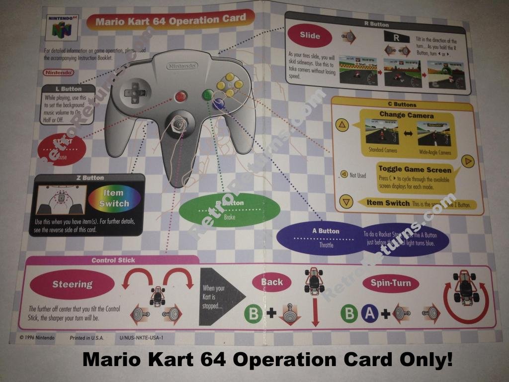 Nintendo 64 Mario Kart Controls Mario Kart 64 Controls