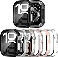 Vista 15 de 6 Pack Case with Tempered Glass Screen Protector for Apple Watch Series 9/8/7 45mm, Ultra-Thin Scratch Resistant Full Protective Hard PC Bumper