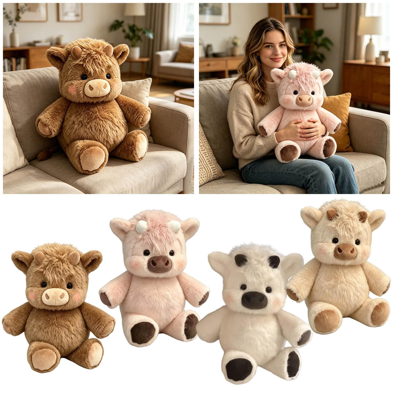 Pupazzo Che Corre – 60cm Adorabile Animale Peluche Mucche Pelosa Per Alleviare Lo Stress, Peluche Che Corre Vitello Che Corre Per Ragazzi E Ragazze, Cuscini In Peluches (Pink, 60, Centimetri)