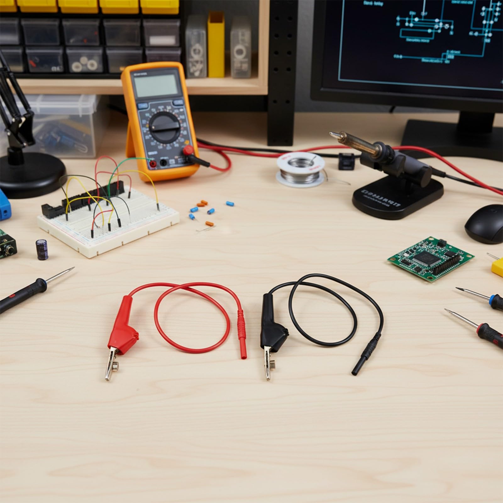 SPORTARC Fiche banane 4 mm, pince crocodile, plomb, sonde isolée rouge pour multimètre, prise en main sûre pour tests électriques en laboratoire