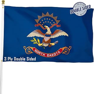 XIFAN Double Sided North Dakota State Flag 3x5 ft, Heavy Duty 3 Ply Durable Polyester, ND Flag with Vibrant Print/4 Rows Hemming/Brass Grommets for Indoor Outdoor Decor