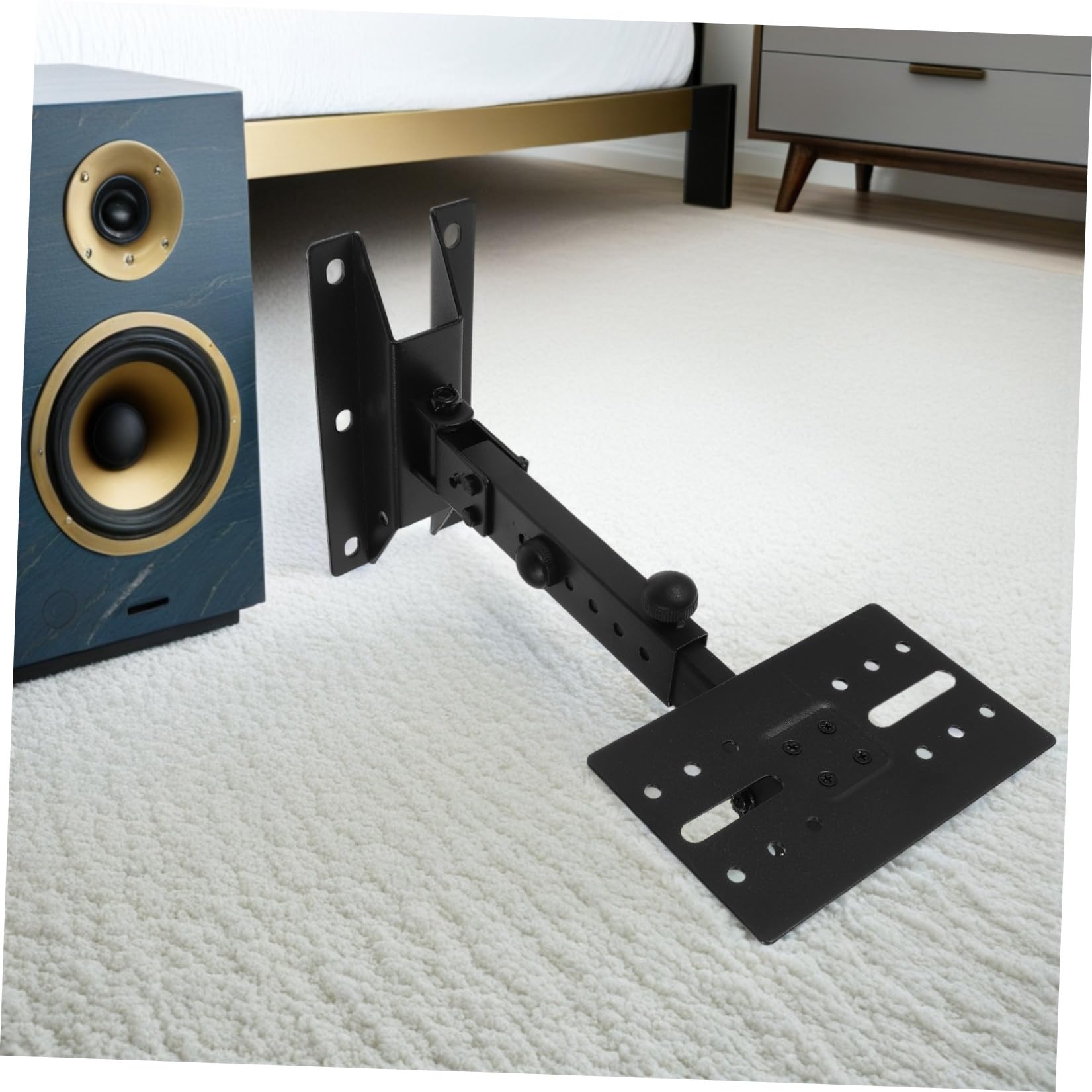 POPETPOP Support Mural Réglable pour Haut-Parleur en Métal Épais Support Extensible pour Enceintes Murales Fixation Stable pour Système Audio Domestique et Ktv Usage Intérieur
