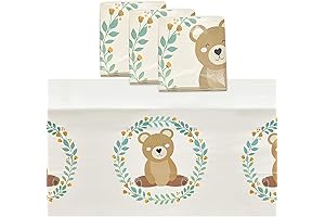 Sparkling Bear Tablecloth: A Protective Haven for Boy Baby Shower Celebrations