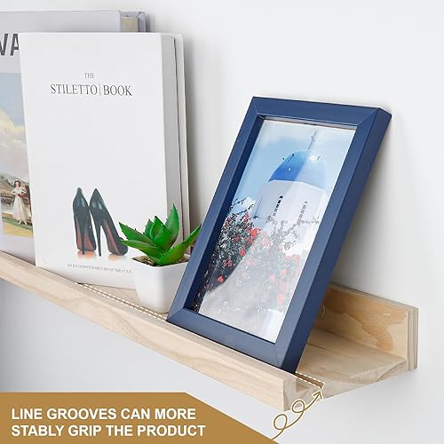 Miniatura 7 de MBYD Estantes flotantes de 16 pulgadas de madera natural soporte de pared para repisa de madera estante de pared para dormitorio sala de estar