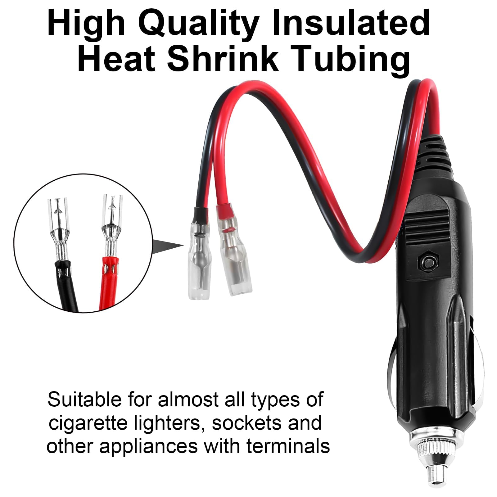 2Pz Encendedor de Cigarrillos Plug, Cable Conector Macho para Mechero de Coche de 12V-24V Enchufe de Mechero con Fusible Enchufe del Encendedor para Refrigeradores de Camiones, Reproductores de DVD