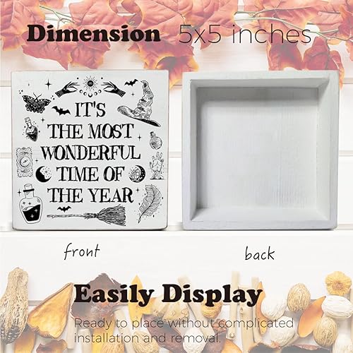 Miniatura 2 de Decoración retro de Halloween, cartel de caja de madera de la temporada espeluznante, regalos de bruja para mujeres, hombres y amigos, es la época