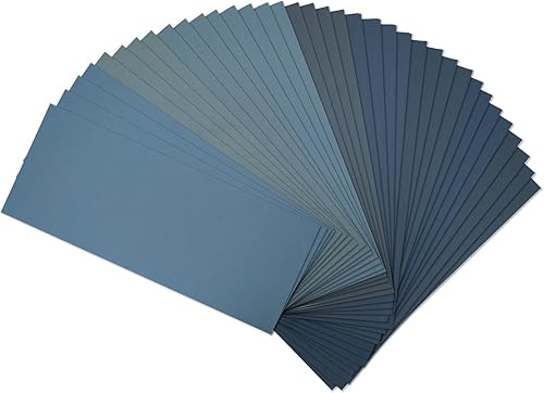 Miniatura 9 de POWERTEC 471000 Surtido de papel de lija húmedo y seco, hojas de 9 x 3.6 pulgadas, papel de lija de grano surtido 180 – 3000 para madera y acabado