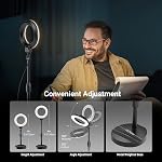 NEEWER Basics 5" LED Desktop Ring Light with Stand, Monitor Clamp, 10W, Compatible with iPhone Desk Computer Laptop Webcam Phone for Selfie Makeup Recording Zoom Video Conference Lighting, Black BR60