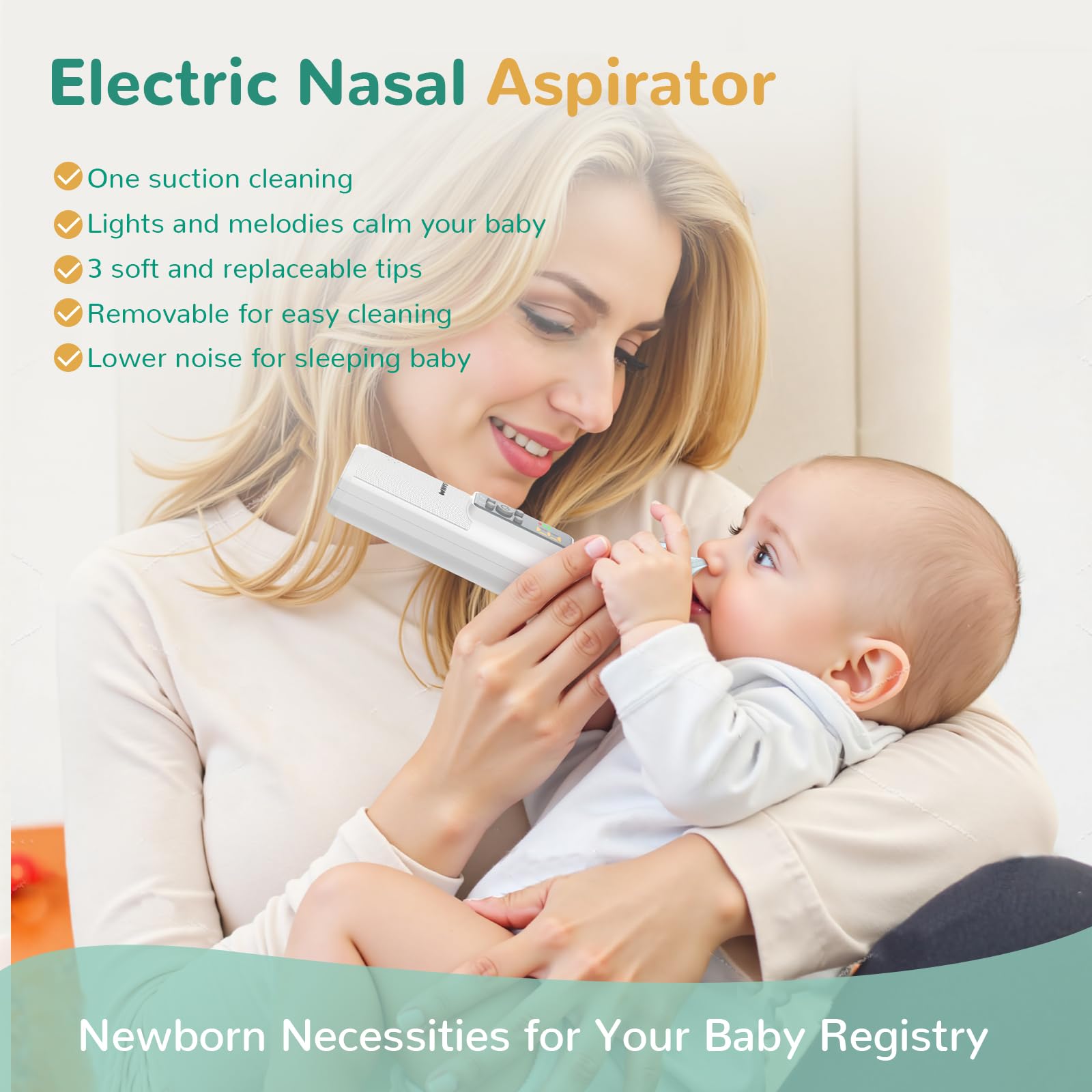 Aspiratore nasale elettrico per bambini, ricaricabile tramite USB, regalo, display digitale, con attacchi multipli