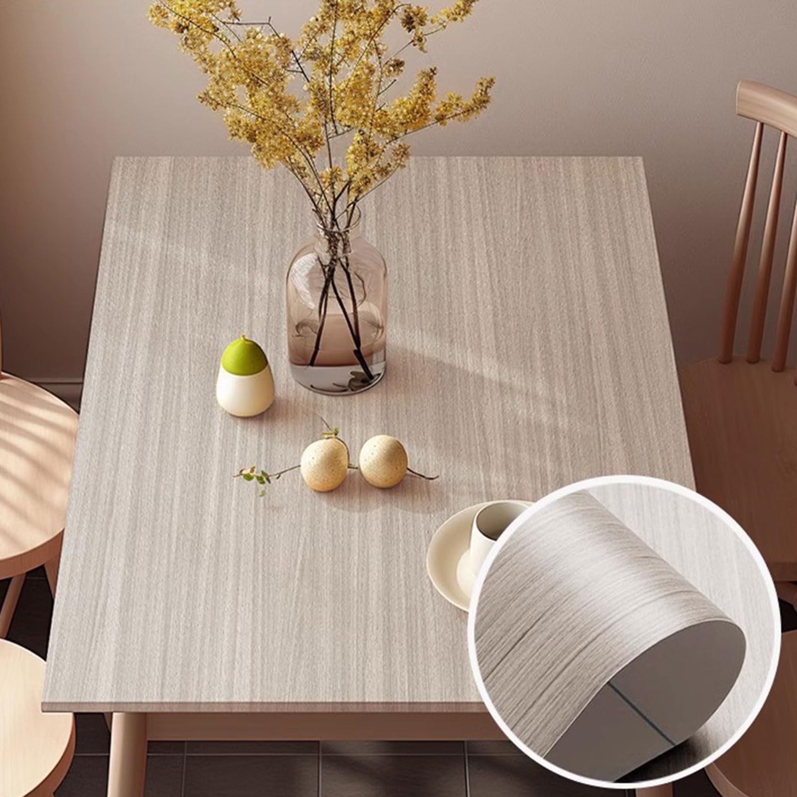 Nastro del Pavimento del Grano di Legno Pellicola for tovaglie in PVC for mobili | Adesivi da Tavolo autoadesivi Impermeabili Effetto Legno | Pellicola da Tavolo Lavabile(Stylen 6,40x500cm)