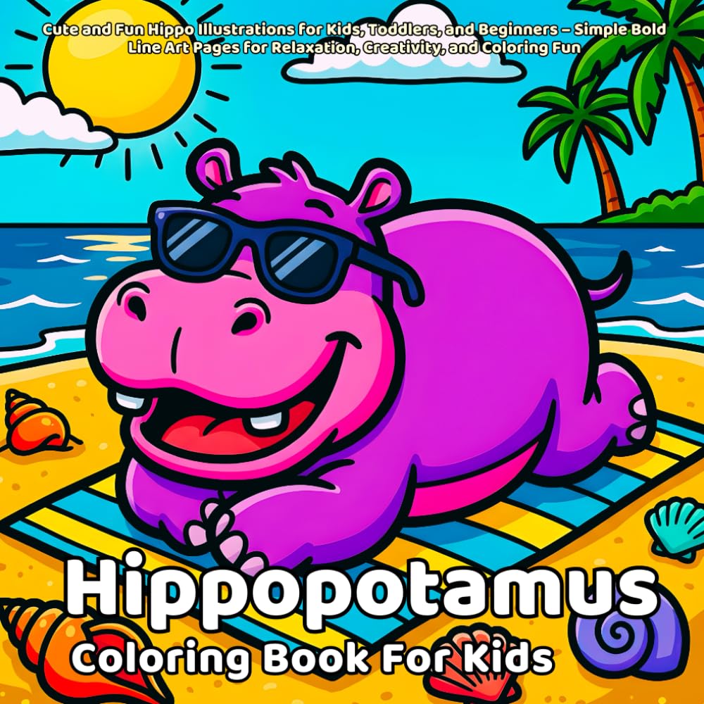 Hippopotamus Coloring book: Cute and Fun Hippo Illustrations for Kids, Toddlers, and Beginners – Simple Bold Line Art Pages for Relaxation, Creativity, and Coloring Fun (Animals)