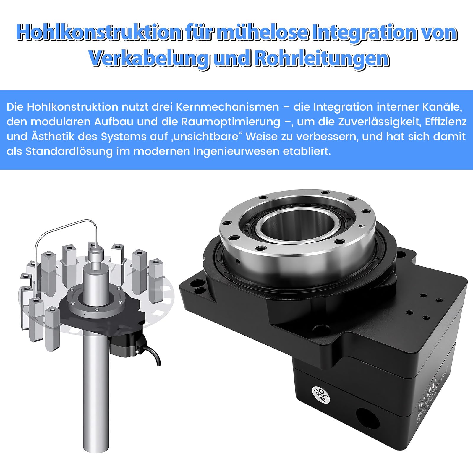 CNC Hohlwellen Drehtisch Untersetzung 10:1 360° Elektrischer Positioniertisch Ersatz für Direktantrieb Kurvenindexer Passend für NEMA 23 Schrittmotor &60mm Servomotor