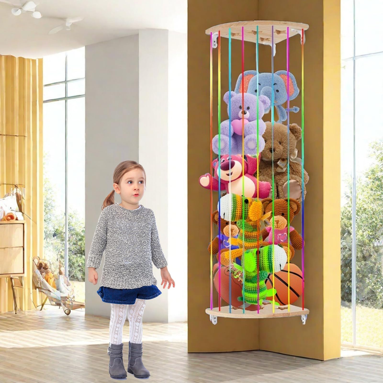SUNOYA Kuscheltier Aufbewahrung Netz, Stofftier Hängematte, Kinderzimmer Hängend Spielzeug Organizer, mit Sternmuster, zur Kuscheltier Aufbewahrung