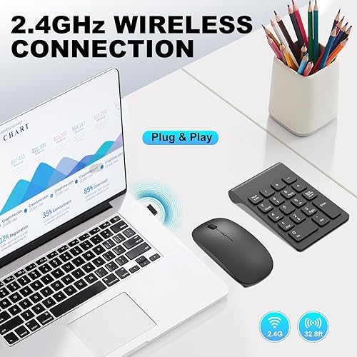 Miniatura 3 de TRELC Teclado Numérico Inalámbrico, Mini 2.4G 18 Teclas Teclado Numérico, Teclado Numérico Portátil Silencioso de Contabilidad Financiera