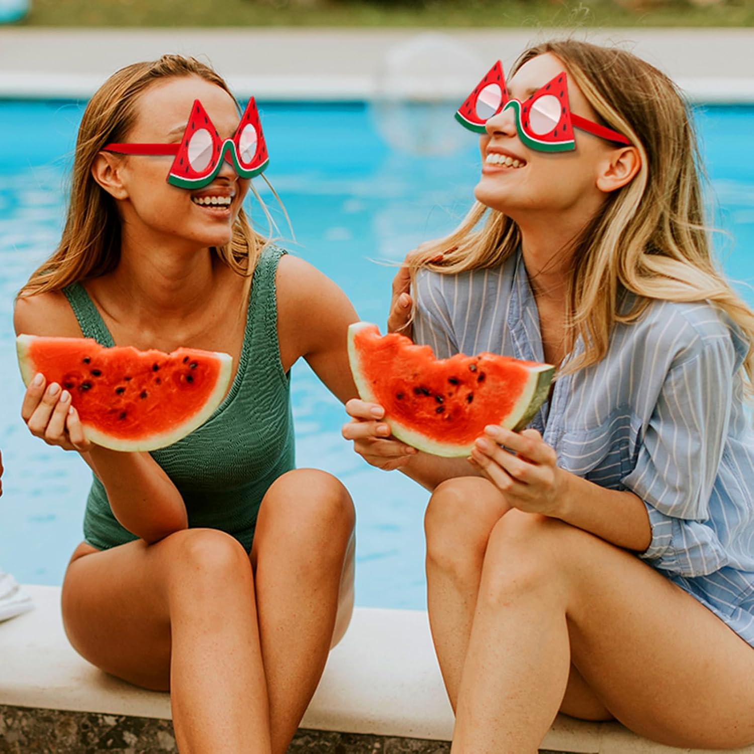 Xuhal Luau Party Sunglasses Watermelon Hawaiian Sunglasses Novelty Funny Sunglasses Tropical Sunglasses Photo Booth Props