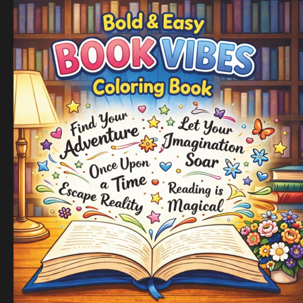 Bold & Easy Book Vibes Coloring Book: Bold And Easy Coloring Book For All Ages