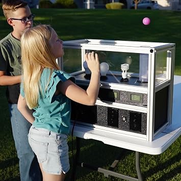 Light and Lift - Solar STEM Science Exhibit Portable Learning Experience Light Bulb Comparison and Ping Pong Ball Lift Interactive Display