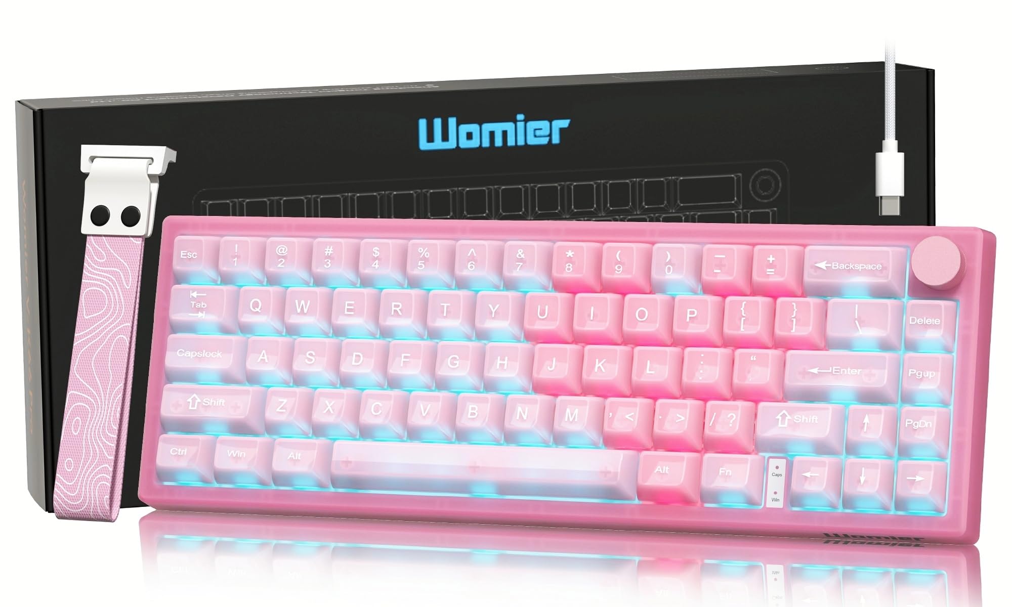 Amazon.com: Womier 60% Keyboard QMK/VIA, Pink Gaming Mechanical