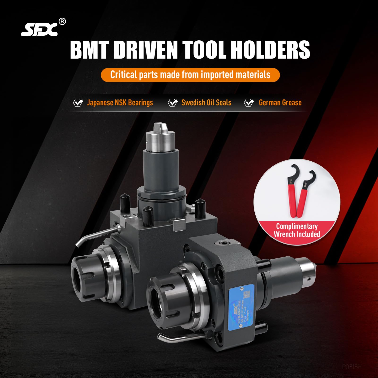 WTTTOOLS BMT45 Live Driven Tool Holder BMT45-0°-ER25 Turret and Living Tools Precision Driven Turning Holder for CNC Lathe Miller with ER25 Nut Wrench