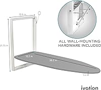 Vista 3 de Ivation Tabla de planchar montada en la pared Estación de planchado plegable de 36.2 x 12.2 pulgadas resistente para el hogar y apartamentos