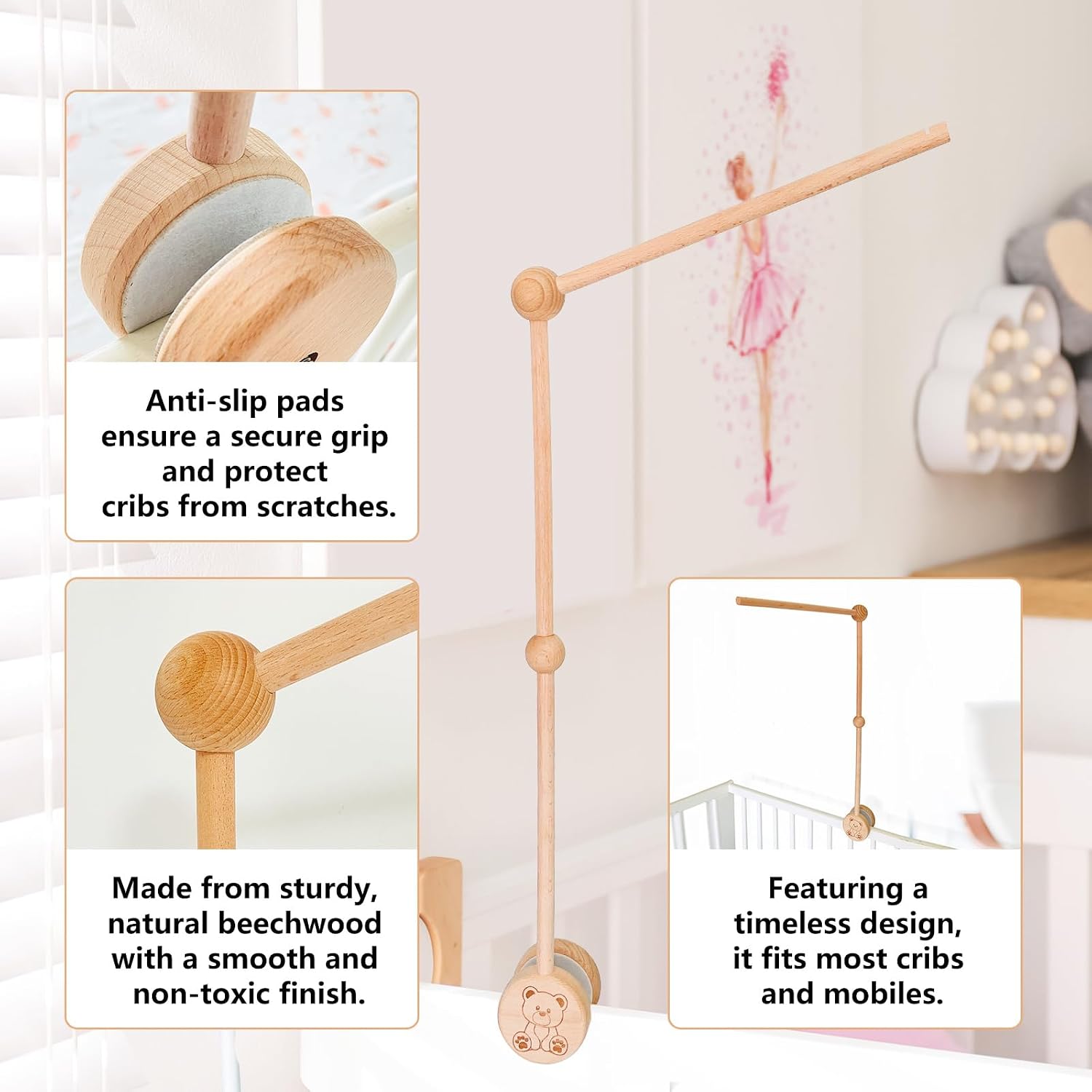 Baby Crib Mobile Accessories (Wood Mobile Arm)