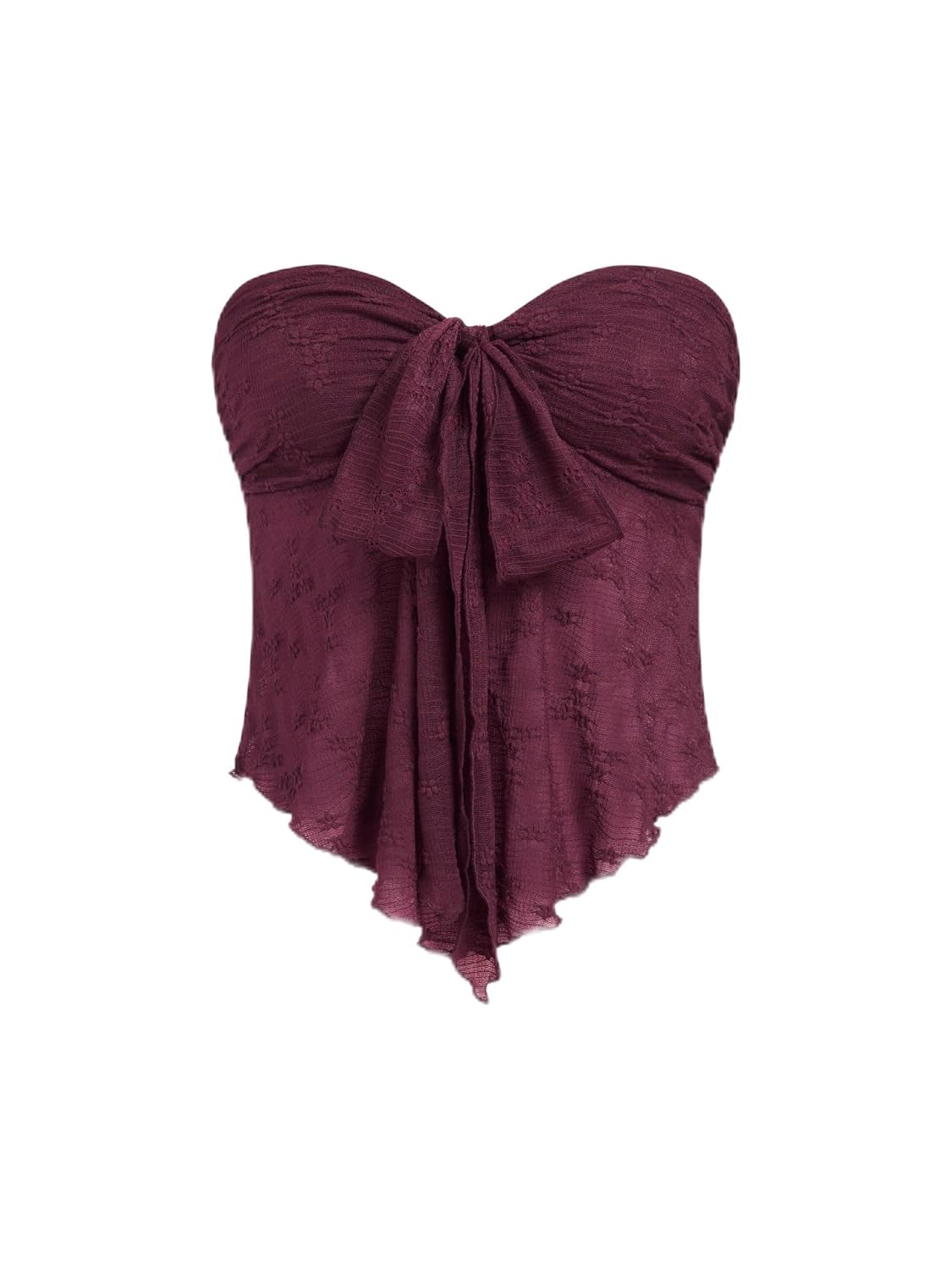 CIDER Summer Tube Tops for Women Floral Lace Up Front Cute Tops Sexy Going Out Trendy Strapless Mesh Top Casual Tops - Review, Price and Buying Guide