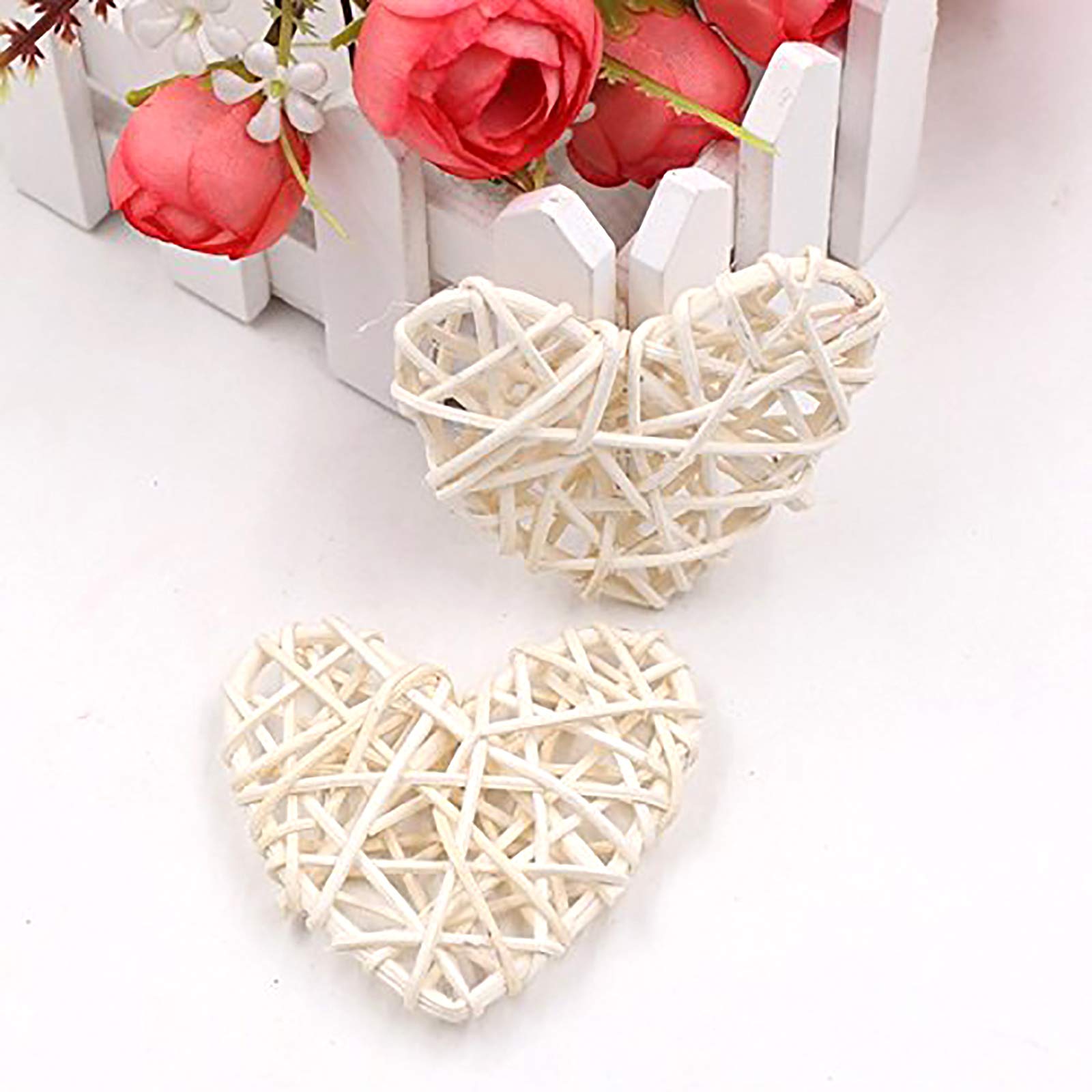 Ascension ® 20pcs Rattan Hearts Shape DIY Ornament Art & Craft Birthday Diwali Christmas Wedding Party Decor Valentine Gift Party Decoration