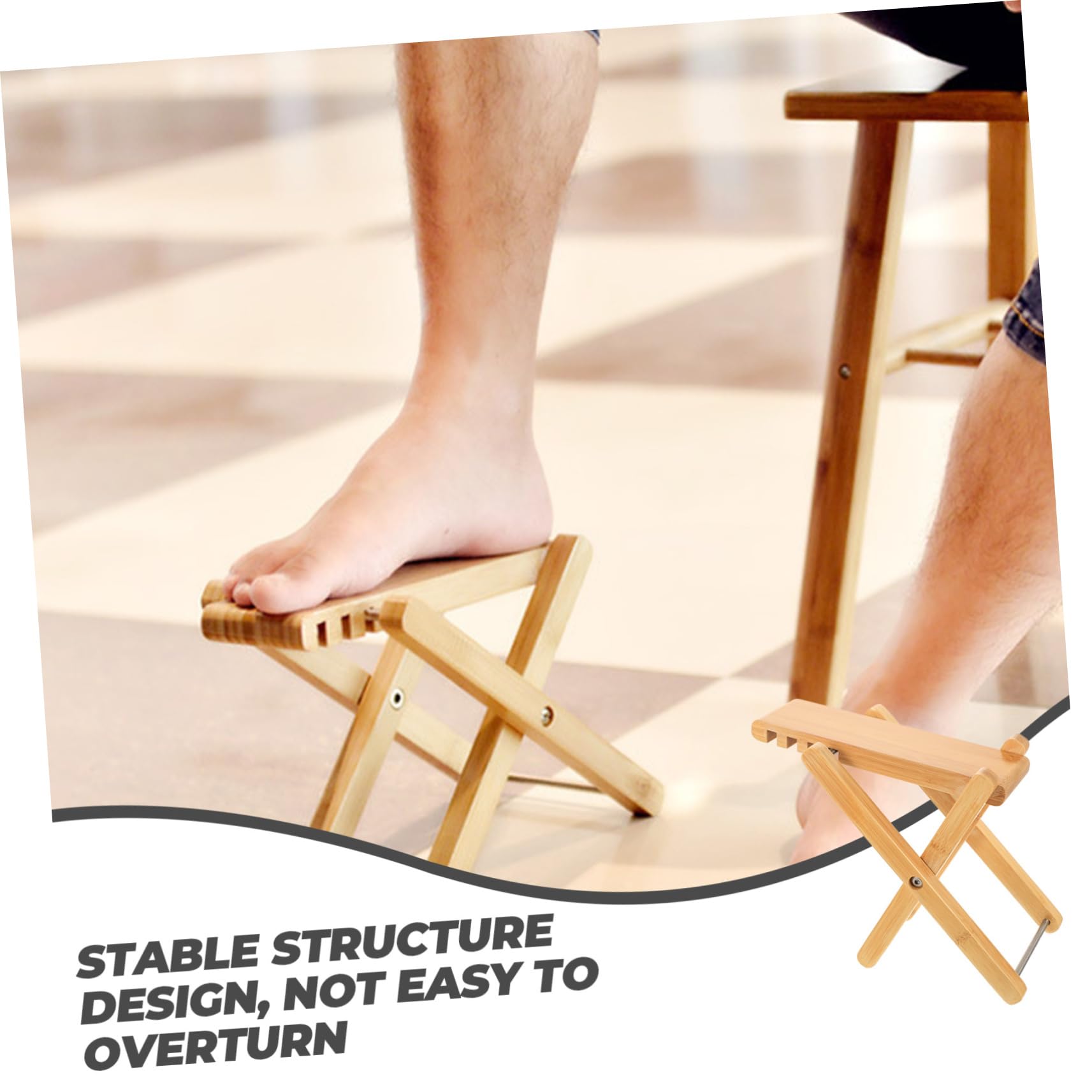 ifundom Portable Guitar Foot Rest Footstool Bamboo Guitar Practice Stool 6-Height Adjustable Foot Support