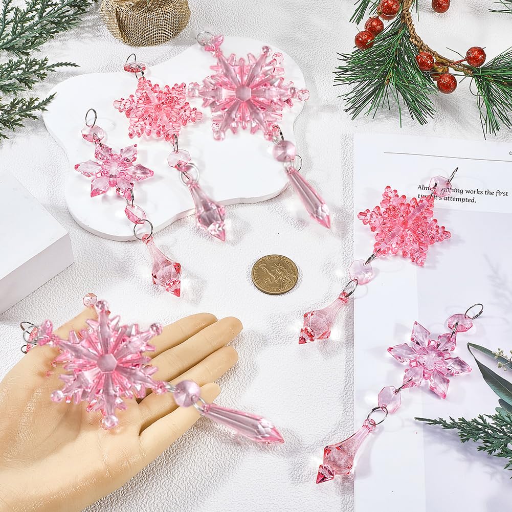 15 Stück 3 Stile Christbaumschmuck Aus Kristall Rosa Acryl Schneeflocken Ornamente Weihnachtskristall Schneeflocken Dekoration Für Weihnachtsbaum Winterwunderland Dekor Party Hochzeitsfeier
