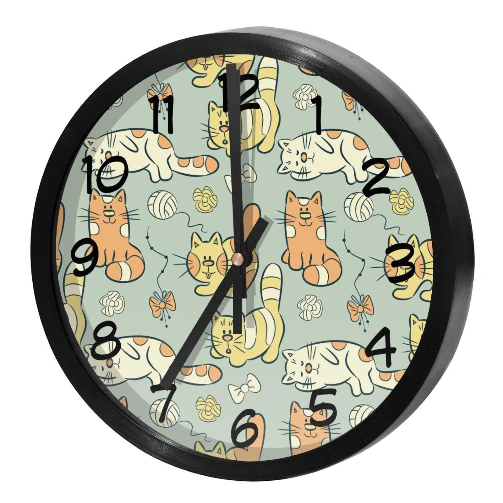 Horloge murale silencieuse à quartz sans tic-tac à piles pour bureau et cuisine ronde