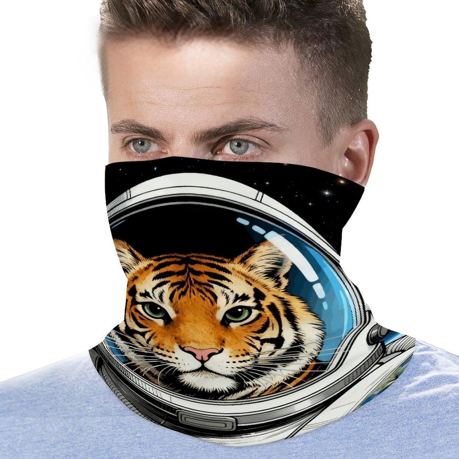 Sun Protection Neck Gaiter Space Astronaut Tiger Balaclava Fishing Mask Hiking Cycling Sports Scarf