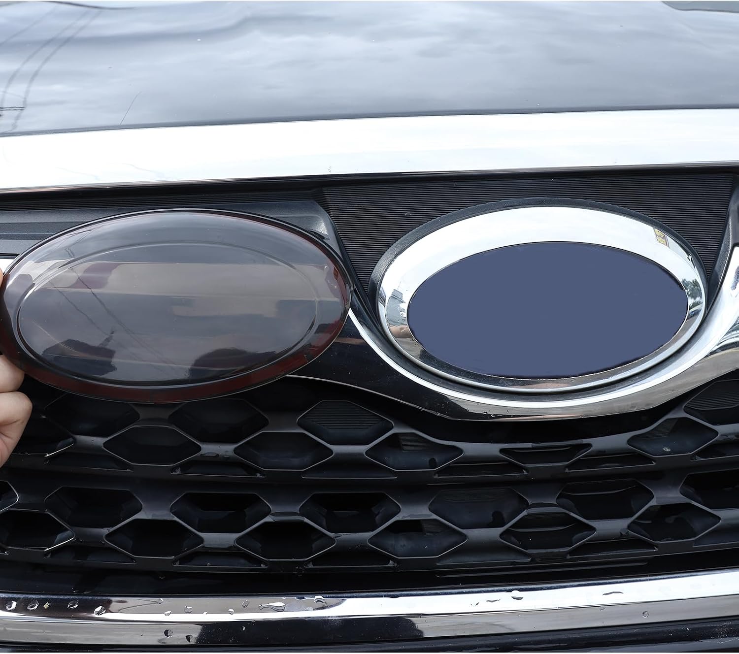 Front and Rear Emblem Cover Compatible with Subaru Forester 2013-2018 Front Grille Rear Tailgate Emblem Cover Oval Smoked Logo Cover