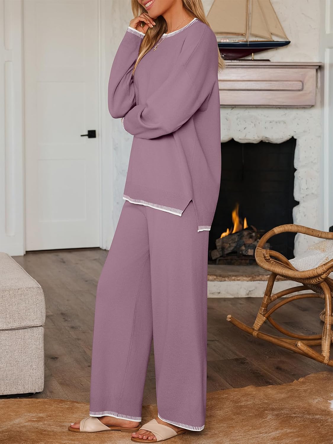 LILLUSORY Lounge Sets Womens 2 Piece Matching 2026 Fall Knit Sweater Set image 3