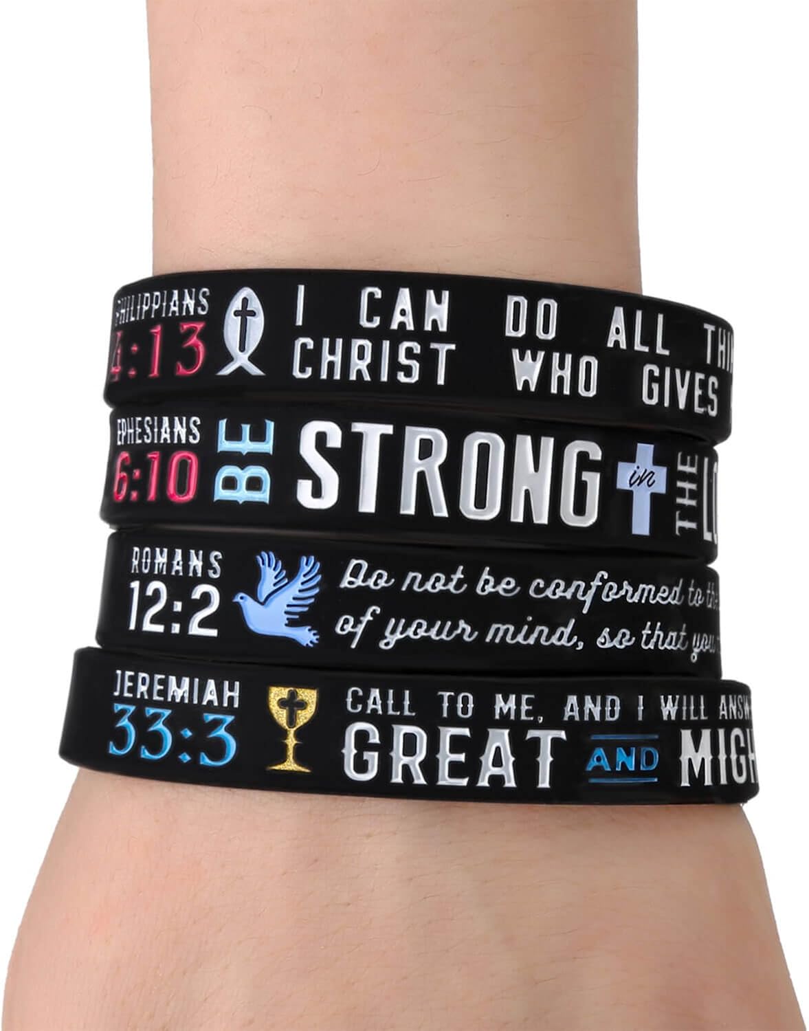 Buy Sainstone Power of Faith Christian Bible Verse Silicone Bracelets