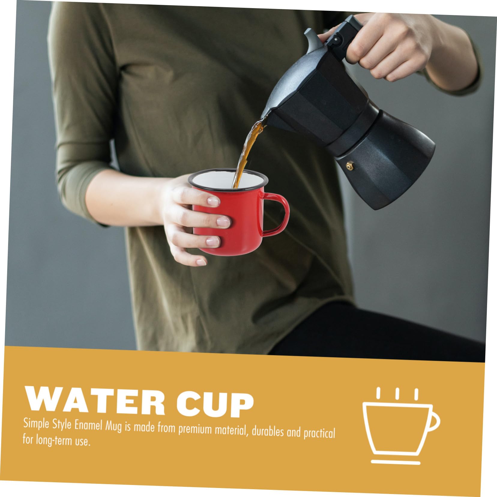 Uonlytech 4stücke Emaille Tasse Für Haushalt Extra Große Kaffeetasse Mit Henkel Kleine Milchtasse Für Hause Campingtasse Aus Emaille Wassertasse Für Büro Und Camping