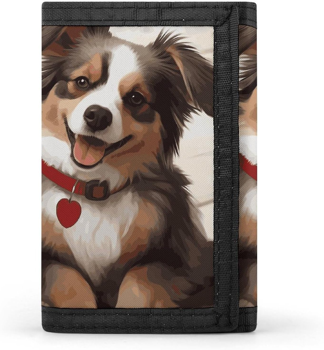 Trifold Canvas Wallet with Keychain, Modern Fashion Credit Card Holder Wallet for Men Women, Funny Cat Dog Slim Wallets W/Zipper Coin Pocket, Novelty Birthday Gift