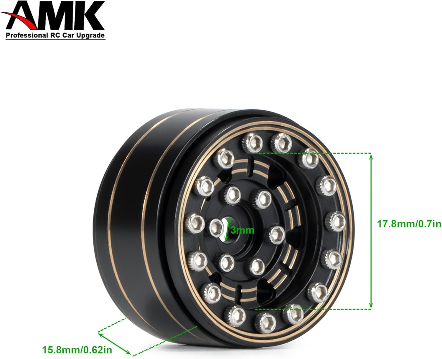 1.0 Beadlock Wheels Rim 7mm Hex Hub SCX24 Brass Wheel Weights for 1/24 RC Crawler Axial SCX24 TRX4M Upgrades 4Pcs