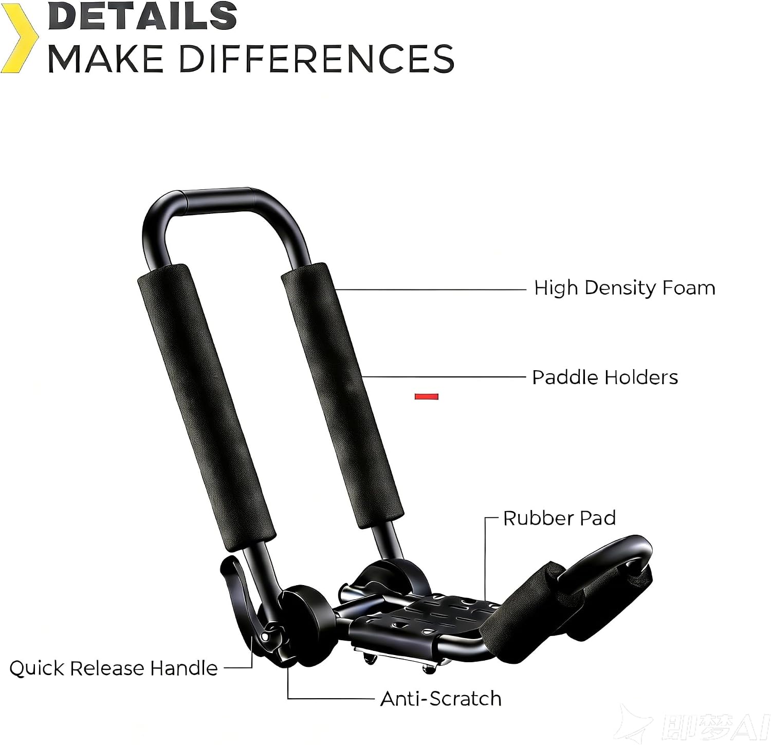 Kayak Roof Rack, Aluminum Kayak Carrier Folding J-Style Universal 3-in-1 Multifunction for Canoe, SUP, Kayaks, Surfboard Rooftop Mount on SUV, Car and Truck Crossbars
