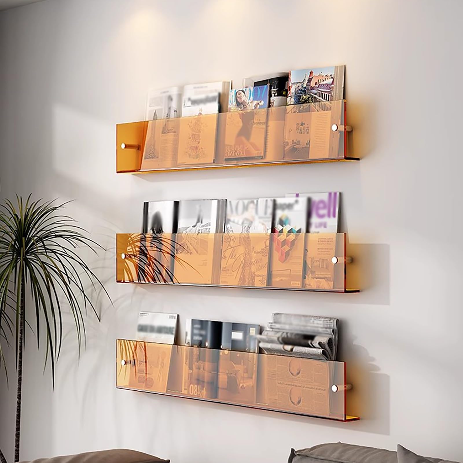 Estantería de acrílico para pared y organizador de folletos transparente de 80 cm