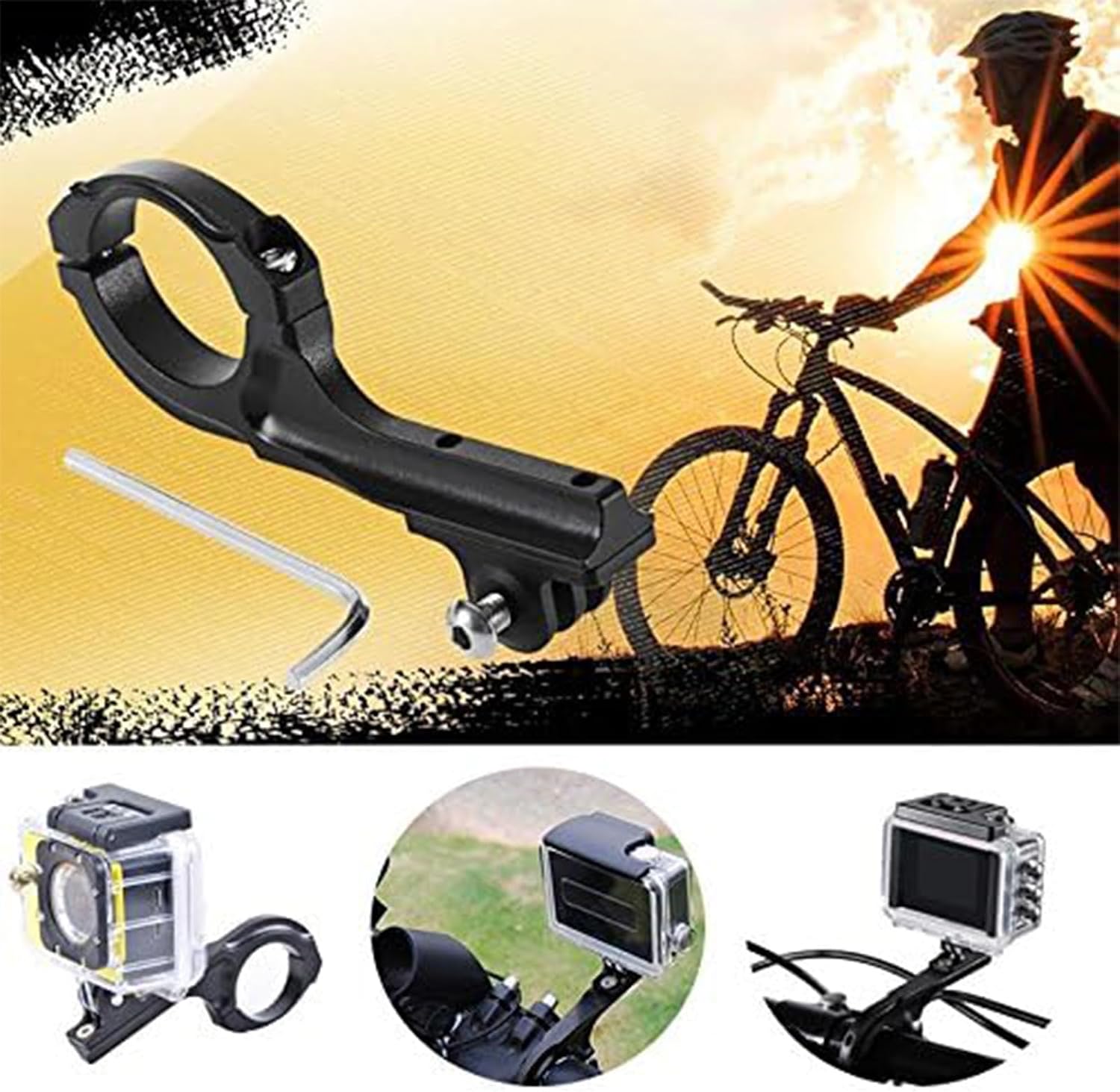 Aluminum Bike Bicycle Motorcycle Handlebar Mount Adapter Compatible with Gopro Hero 11/10/9/8/7/6/5/4/AKASO Brave 4/5/6 Plus/7 le/v50/EK7000/Exprotrek/Dragon Touch/WOLFANG Action Camera image 5