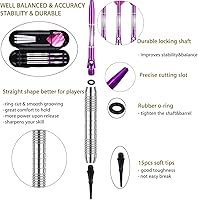 Vista 3 de Juego de puntas de plástico para dardos – 0.63 oz 0.74 oz colorido arco iris punta suave dardos 50 juntas tóricas antisueltas 6 ejes