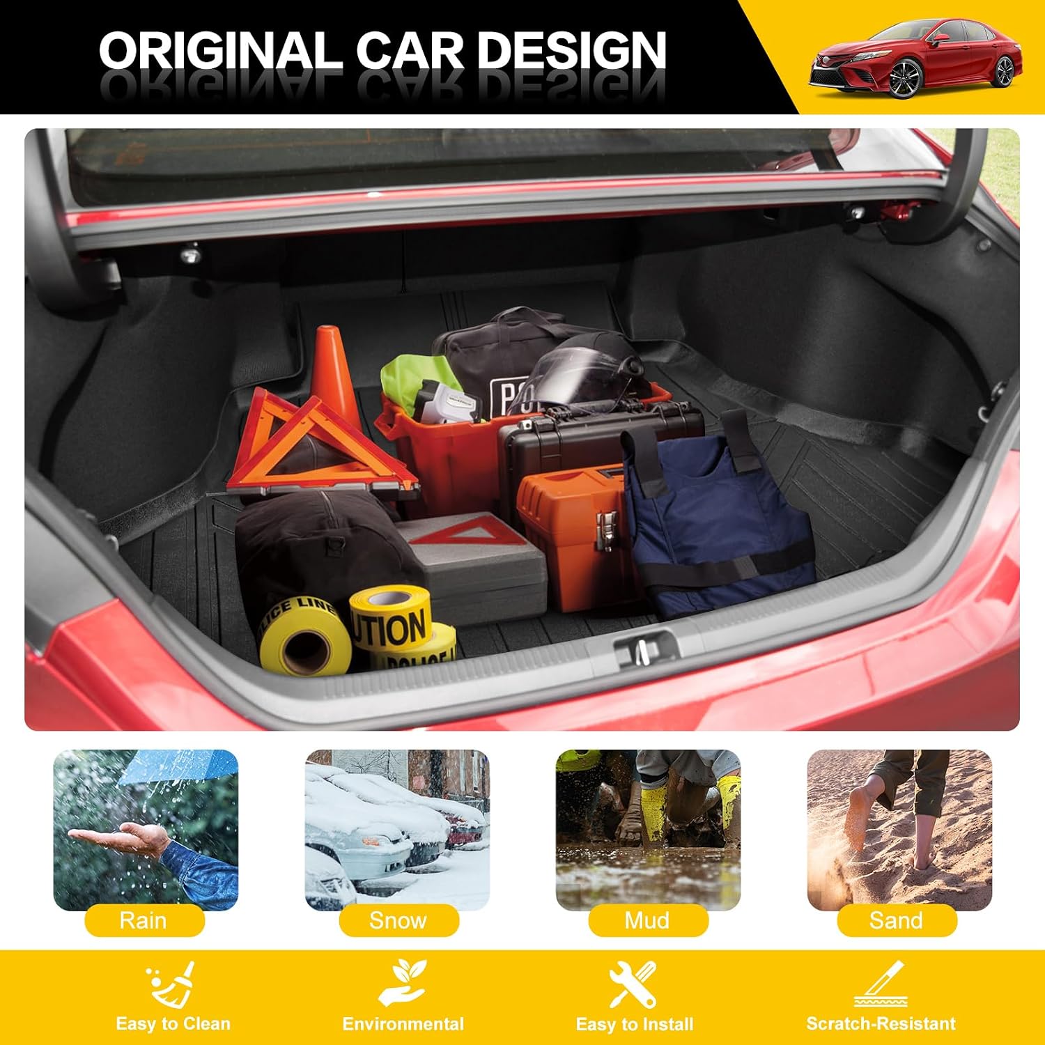 Trunk Mat for 2018-2025 Toyota Camry & 2019-2022 Toyota Avalon Rear Cargo Mat All Weather Protector Trunk Liner for 18-25 Camry Hybrid/L/LE/SE/TRD/XLE/XSE &19-22 Avalon Accessories