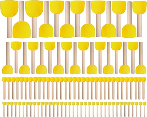 Miniatura 9 de Paquete de 53 pinceles de esponja para niños, pinceles de pintura lavables para niños pequeños, juego de pintura para niños pequeños, rodillo de