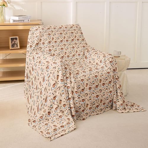 Homewish Coffee Sofa Slipcover,Coffee Bean Leaf Plant Nature Couch Cover,Stars