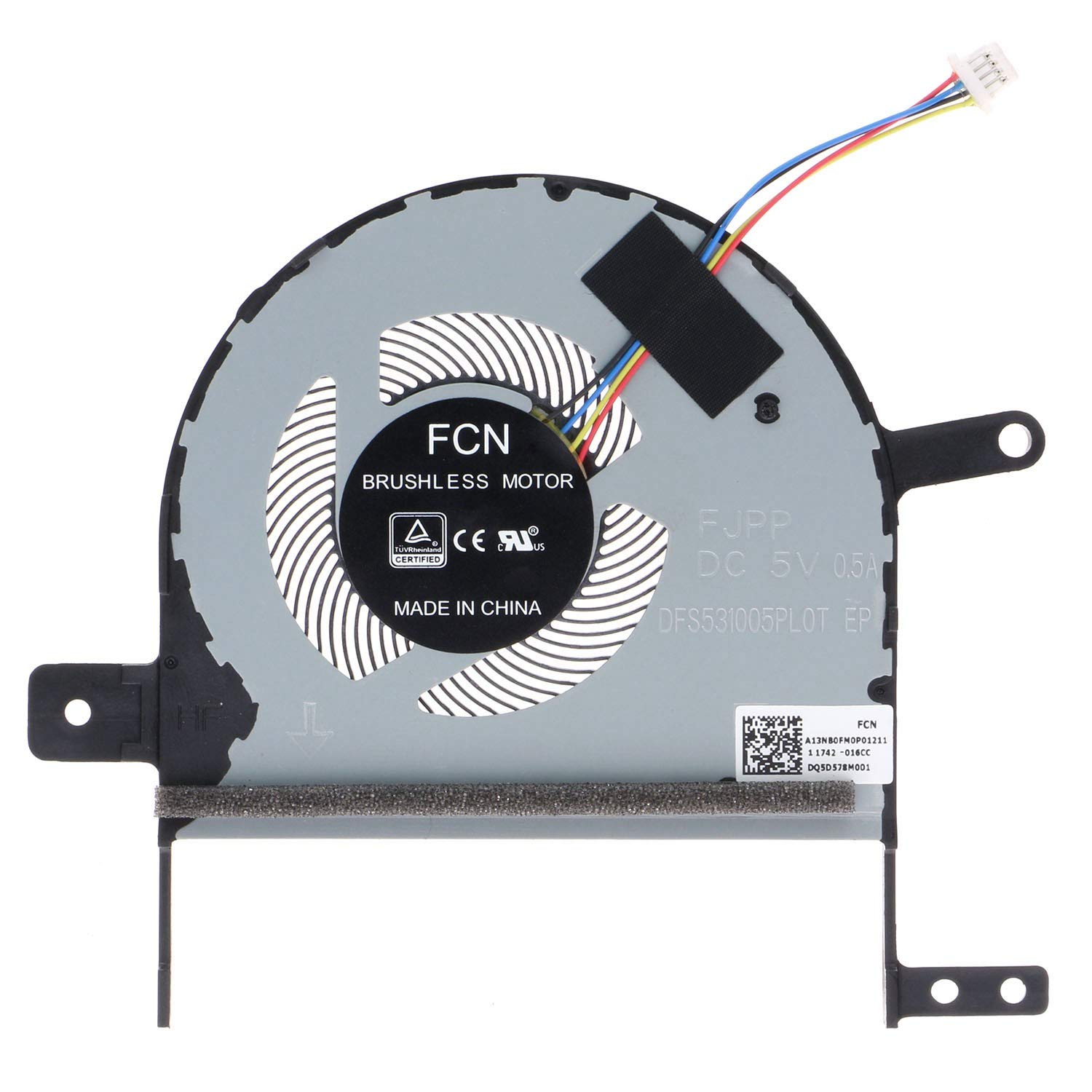 CPU Cooling Fan for ASUS VivoBook S15 S510 S510U S510UQ S510UA X510 X510U (7E+1 Micrometer, 4E+3 RPM, 4E+1 Decibels, 5 Volts, 2.5 Watts, 3-Pin, Forced Air)
