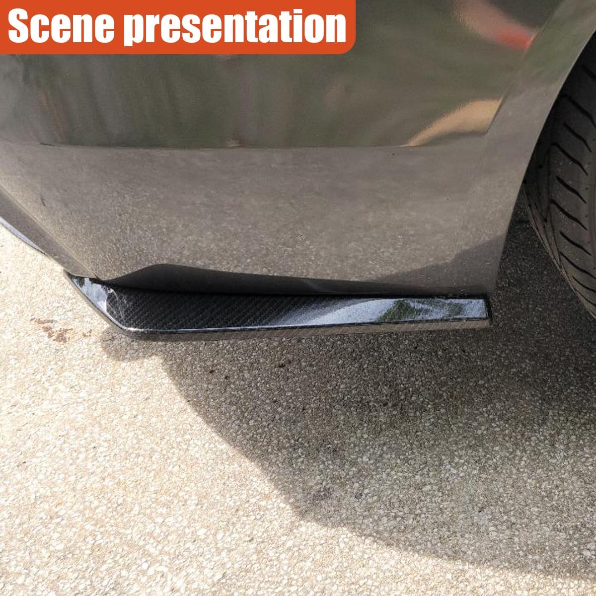 YoRise 2PCS Car Rear Bumper Lip Splitter Canard Diffuser, Universal Car Side Fenders Skirt Protector Decoration with Screws, Automotive Exterior Body Kit for Cars(CarbonFiber)