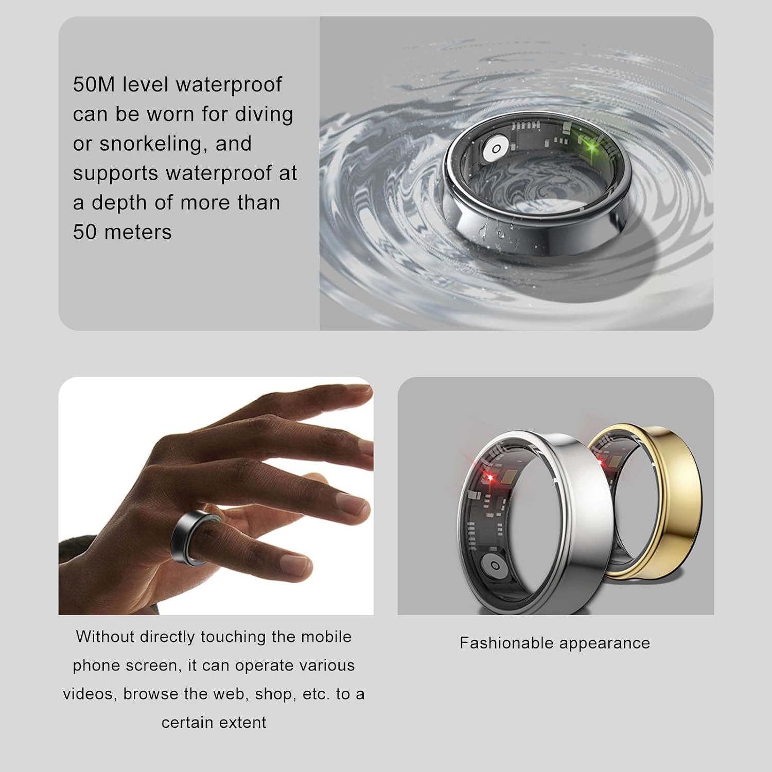 CCYLEZ Wearable Smart Ring, Sensitive Alloy Video Scrolling Smart Fitness Ring for Outdoor Activities