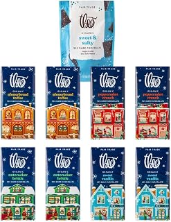THEO Chocolate Limited Edition Holiday Cheer 9 Count Variety Pack, Winter Seasonal Dark & Milk Chocolate Flavors, Organic, Fair Trade, Non-GMO