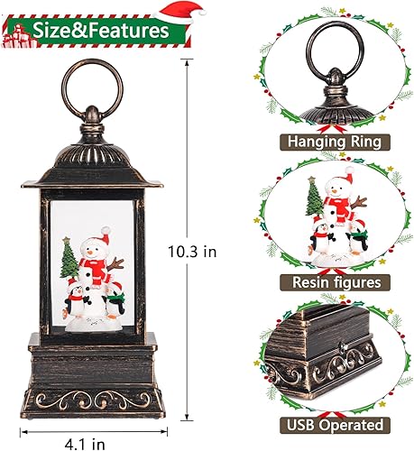 Miniatura 22 de Decoraciones de globos de nieve de Halloween, linterna negra con purpurina de gato con temporizador de 6 horas, decoración iluminada alimentada por